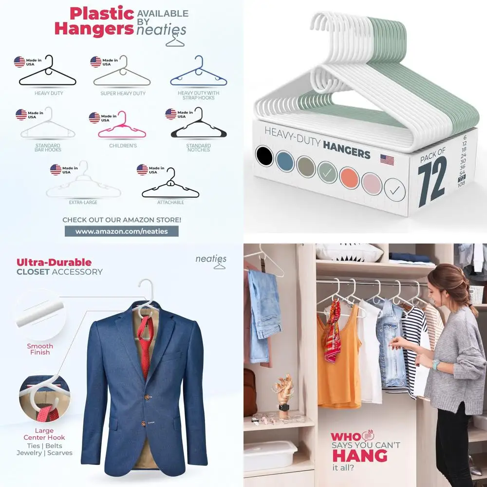 50+ Pack Heavy-Duty Plastic Hangers for Adult Clothing - 8lb Capacity, Durable for Pants, Coats, Jeans - White & Mint
50+ Pack Heavy-Duty Plastic Hangers for Adult Clothing - 8lb Capacity, Durable for Pants, Coats, Jeans - White & Mint