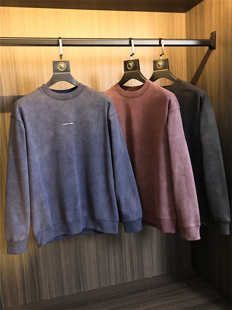Retro Knitted Long Sleeve Embroidered Casual round Neck Sweatshirt for Men in Pure Color with Letter Design Autumn Essential
Retro Knitted Long Sleeve Embroidered Casual round Neck Sweatshirt for Men in Pure Color with Letter Design Autumn Essential