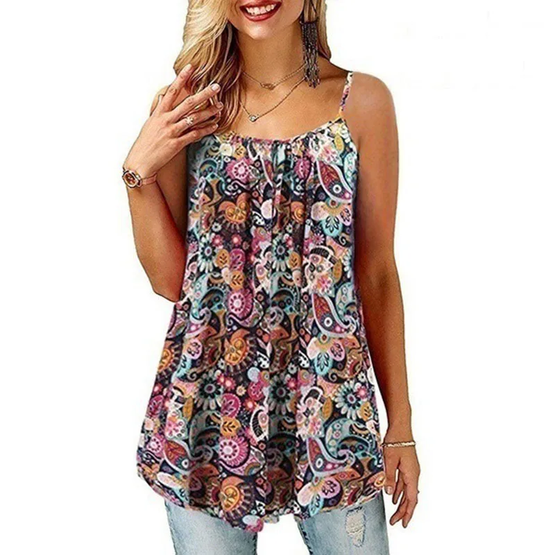 Summer plus size suspender T-shirt 5XL 6XL 7XL fashionable new ladies printed loose suspender top T-shirt multicolor optional.
Summer plus size suspender T-shirt 5XL 6XL 7XL fashionable new ladies printed loose suspender top T-shirt multicolor optional.