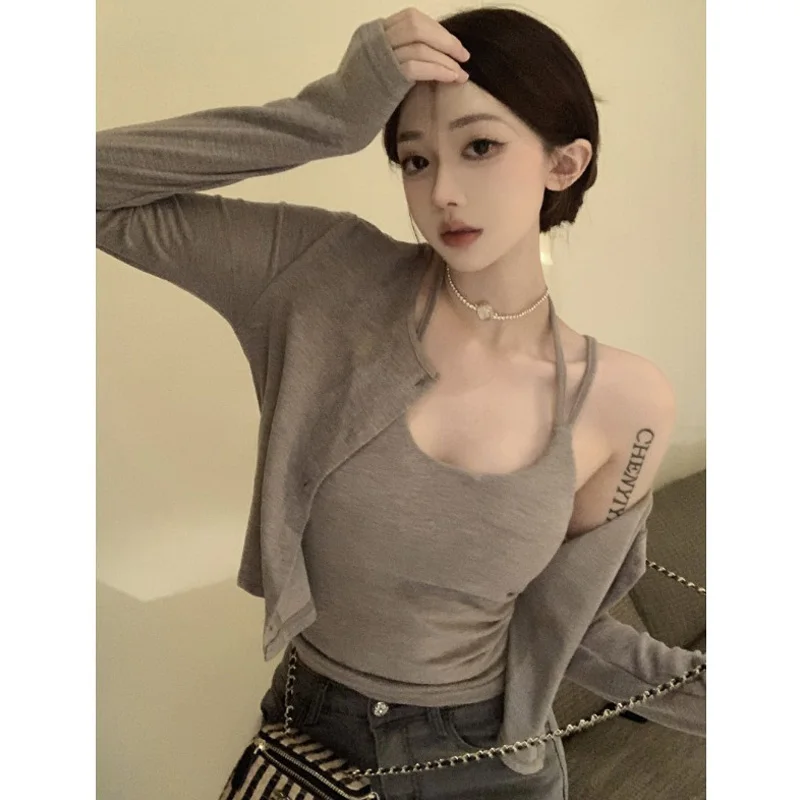 Lightweight Knitted Open Cardigan Women's Outerwear Summer Shawl Strap Dresses Cover up Two Piece Set Top Sleeve Long
Lightweight Knitted Open Cardigan Women's Outerwear Summer Shawl Strap Dresses Cover up Two Piece Set Top Sleeve Long