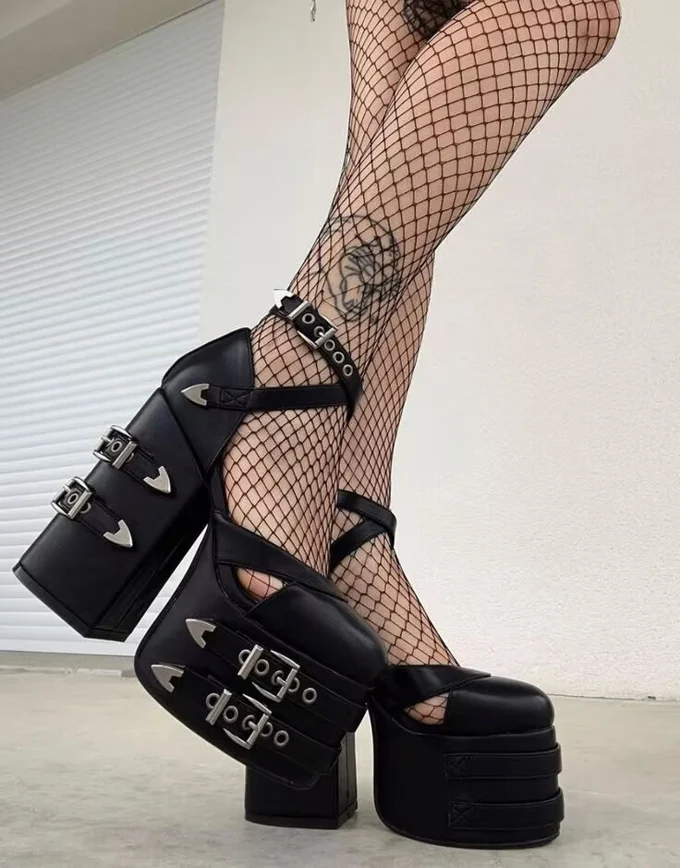 Belt Buckle Chunky Heels Sandals Women Metal Rivets Summer Punk Platform pumps Girl's Sexy Cross Strap Party High Heel Shoes
Belt Buckle Chunky Heels Sandals Women Metal Rivets Summer Punk Platform pumps Girl's Sexy Cross Strap Party High Heel Shoes