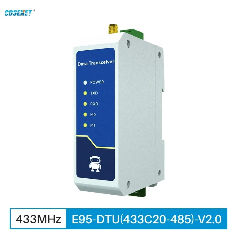 433MHz Wireless Digital Radio CDSENET E95-DTU(433C20-485) 20dbm 6KM Modbus Watchdog Din Rail Unlimited High-speed Transmission
433MHz Wireless Digital Radio CDSENET E95-DTU(433C20-485) 20dbm 6KM Modbus Watchdog Din Rail Unlimited High-speed Transmission