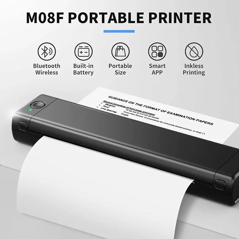 M08F A4 Портативный термопринтер для бумаги 216 мм, беспроводной Bluetooth, совместимый с ноутбуком Android IOS для путешествий, офисных принтеров
M08F A4 Портативный термопринтер для бумаги 216 мм, беспроводной Bluetooth, совместимый с ноутбуком Android IOS для путешествий, офисных принтеров