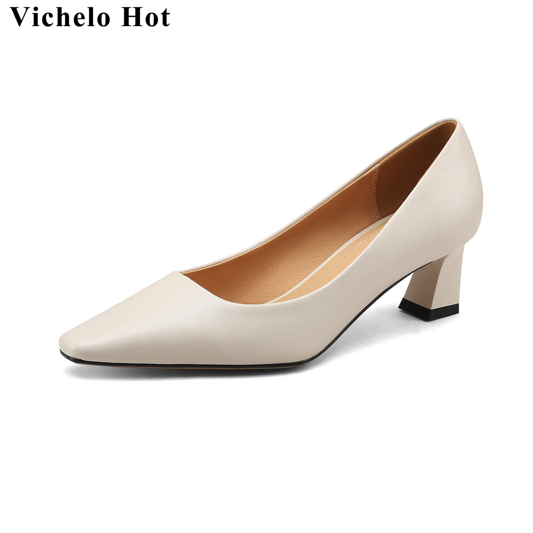 Vichelo хит продаж, обувь из овечьей кожи, без шнуровки, на высоком массивном каблуке, сезон весна-осень, однотонные элегантные женские туфли-лодочки
Vichelo хит продаж, обувь из овечьей кожи, без шнуровки, на высоком массивном каблуке, сезон весна-осень, однотонные элегантные женские туфли-лодочки