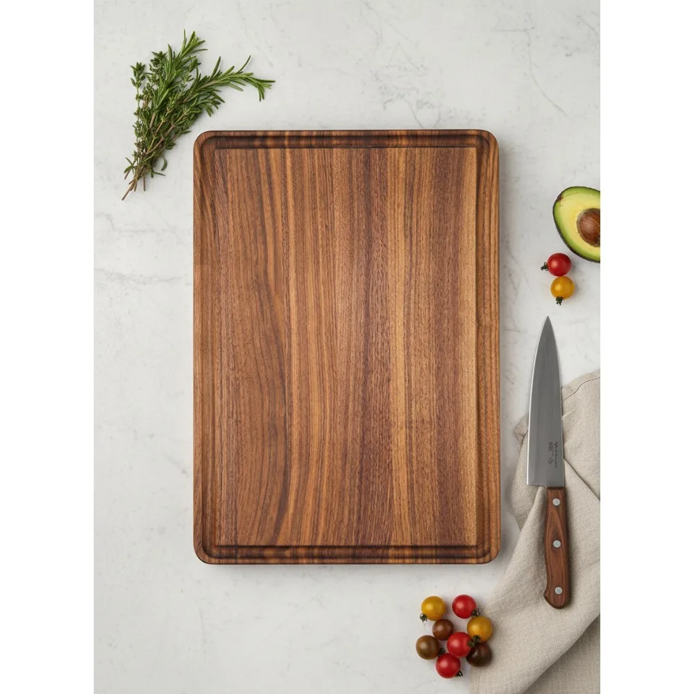 Small Walnut Wood Cutting Board 12x8in with Juice Groove & Handle, Thick Butcher Block for Kitchen Meat Cheese Gift
Small Walnut Wood Cutting Board 12x8in with Juice Groove & Handle, Thick Butcher Block for Kitchen Meat Cheese Gift