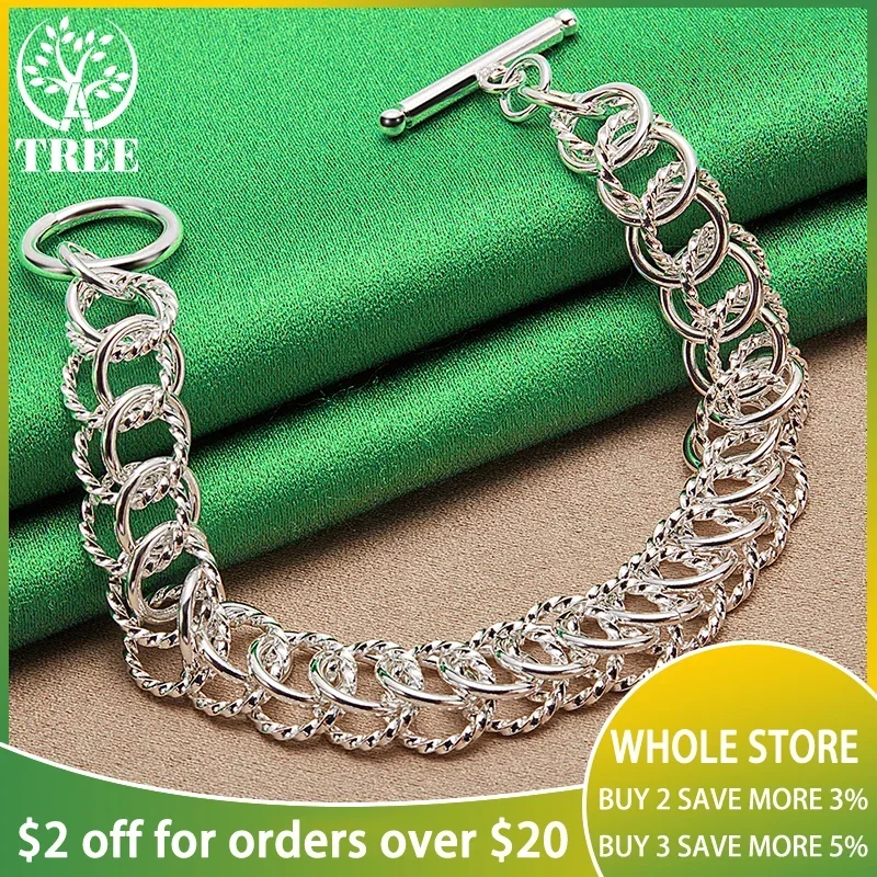 ALITREE 925 Sterling Silver Round Circle Chain Bracelets For Women Men Bangles Fashion Charm Fine Jewelry Party Birthday Gifts
ALITREE 925 Sterling Silver Round Circle Chain Bracelets For Women Men Bangles Fashion Charm Fine Jewelry Party Birthday Gifts