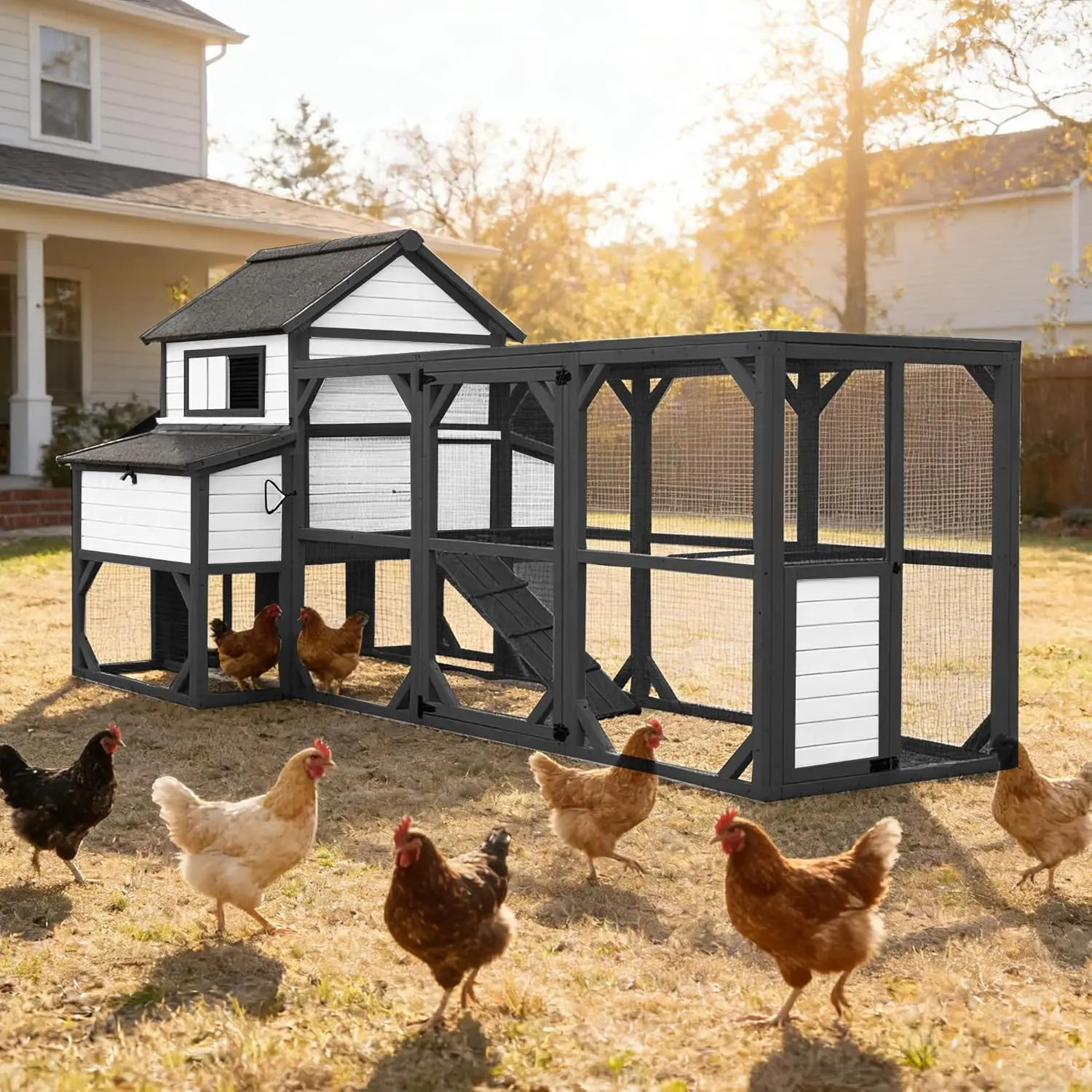 41ft² Wooden Chicken Coop Hen House with Run Nesting Boxes Predator Proof Easy Clean 118in Customized
41ft² Wooden Chicken Coop Hen House with Run Nesting Boxes Predator Proof Easy Clean 118in Customized