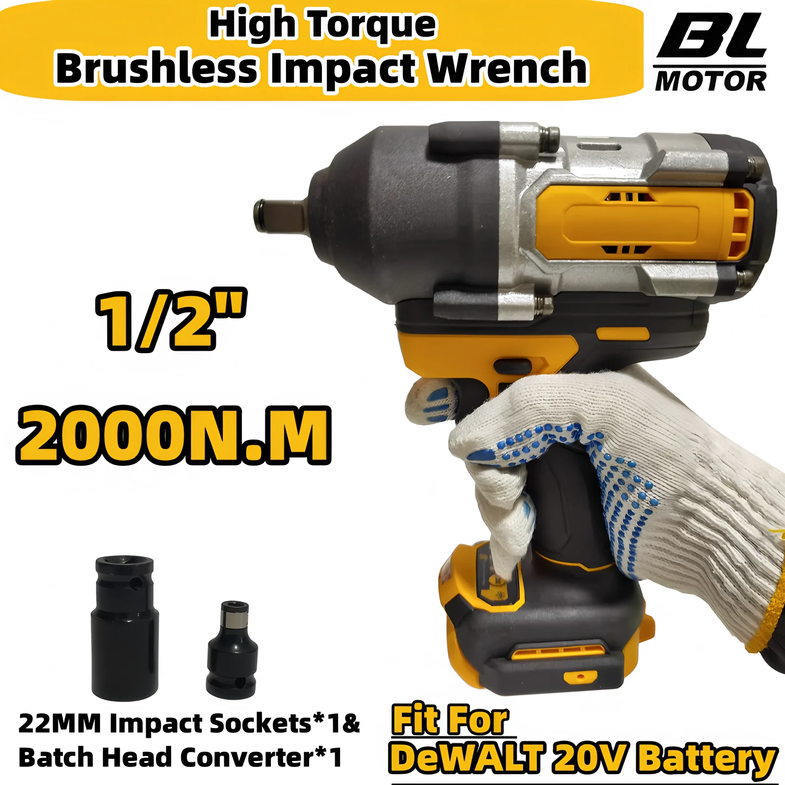 2000N.M Brushless Impact Wrench 3-Gears High Torque 1/2" Impact Electric Home Car Repair Power Tools For DeWALT 20V Battery
2000N.M Brushless Impact Wrench 3-Gears High Torque 1/2" Impact Electric Home Car Repair Power Tools For DeWALT 20V Battery