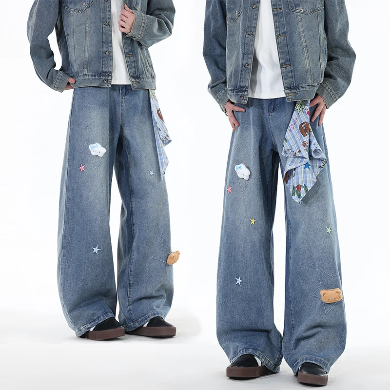 Джинсы с вышивкой в американском стиле ретро, осень 2025, новые широкие брюки свободного покроя с широкими штанинами для мужчин и женщин
Джинсы с вышивкой в американском стиле ретро, осень 2025, новые широкие брюки свободного покроя с широкими штанинами для мужчин и женщин