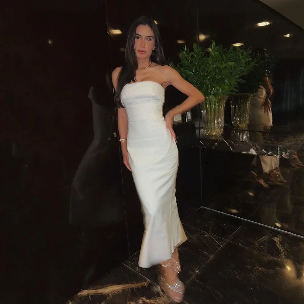 Msikoods Simple Tea-length Wedding Dress Strapless Mermaid Satin Short Bride Dresses Arbic Dubai Banquet Wedding Party Gown
Msikoods Simple Tea-length Wedding Dress Strapless Mermaid Satin Short Bride Dresses Arbic Dubai Banquet Wedding Party Gown