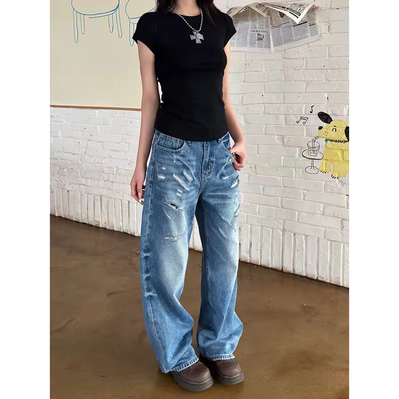 YIBASHU Summer Women Jeans Blue Ripped Punk Baggy Denim Pants Grunge Y2K American Retro Japanese Hole Harajuku Pants Design
YIBASHU Summer Women Jeans Blue Ripped Punk Baggy Denim Pants Grunge Y2K American Retro Japanese Hole Harajuku Pants Design