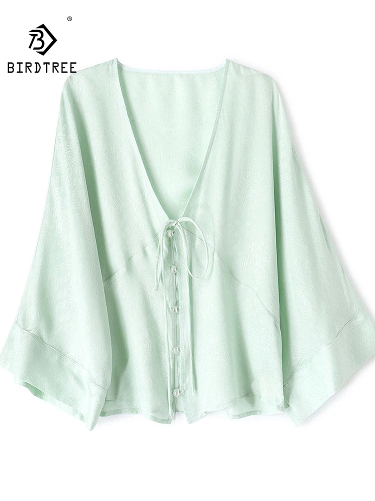 BirdTree-Silk Elegant Coat, Lantern Sleeve Lace-up, Women Fashion Design Sense Sun Protection Clothing, 2026 Summer New C65669CC
BirdTree-Silk Elegant Coat, Lantern Sleeve Lace-up, Women Fashion Design Sense Sun Protection Clothing, 2026 Summer New C65669CC