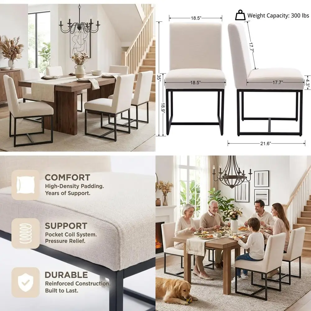 Upholstered ern Dining Chairs Set o 6 Linen Century Dining Room Chairs ArmlSide Chair Comy Kitchen Chairs with Black Metal Base
Upholstered ern Dining Chairs Set o 6 Linen Century Dining Room Chairs ArmlSide Chair Comy Kitchen Chairs with Black Metal Base
