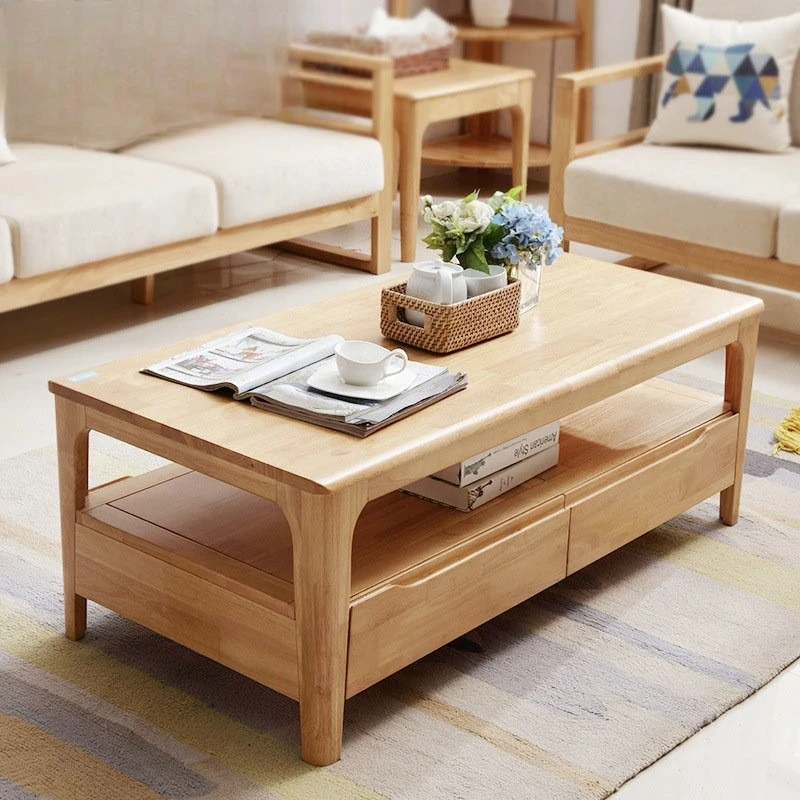 Solid wood rectangle with drawers storage household living room log tea table
Solid wood rectangle with drawers storage household living room log tea table