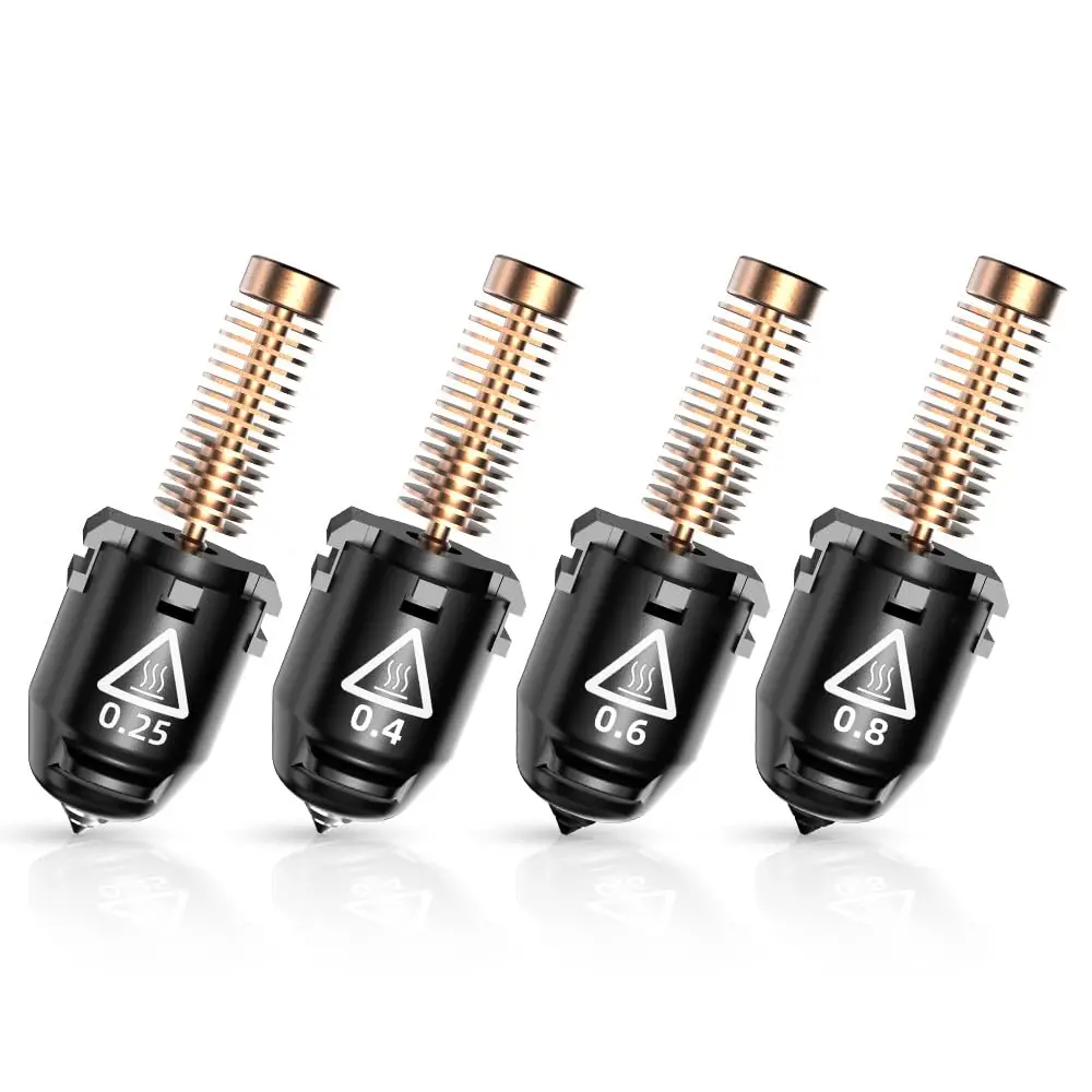 High Speed Nozzle Bundle 32mm³/s, 35S Fast-Heat 200℃, 3S Quick-Release 0.25/0.4mm Copper & 0.6/0.8mm Hardened Steel Nozzles for 3D Printer
High Speed Nozzle Bundle 32mm³/s, 35S Fast-Heat 200℃, 3S Quick-Release 0.25/0.4mm Copper & 0.6/0.8mm Hardened Steel Nozzles for 3D Printer