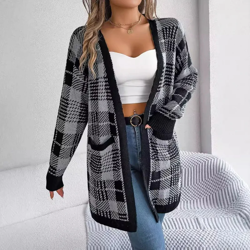 Autumn Winter Casual Contrast Color Plaid Pocket Long Sleeve Open Cardigan Sweater Outerwear Christmas Cross-Border Women's F...
Autumn Winter Casual Contrast Color Plaid Pocket Long Sleeve Open Cardigan Sweater Outerwear Christmas Cross-Border Women's F...