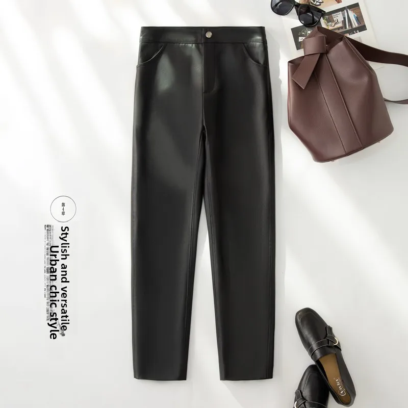 eepskin Leather Pants High Waist Straight Leg Commute Sle Women's Faion Slimming Nine Point Trendy Leather Trousers
eepskin Leather Pants High Waist Straight Leg Commute Sle Women's Faion Slimming Nine Point Trendy Leather Trousers
