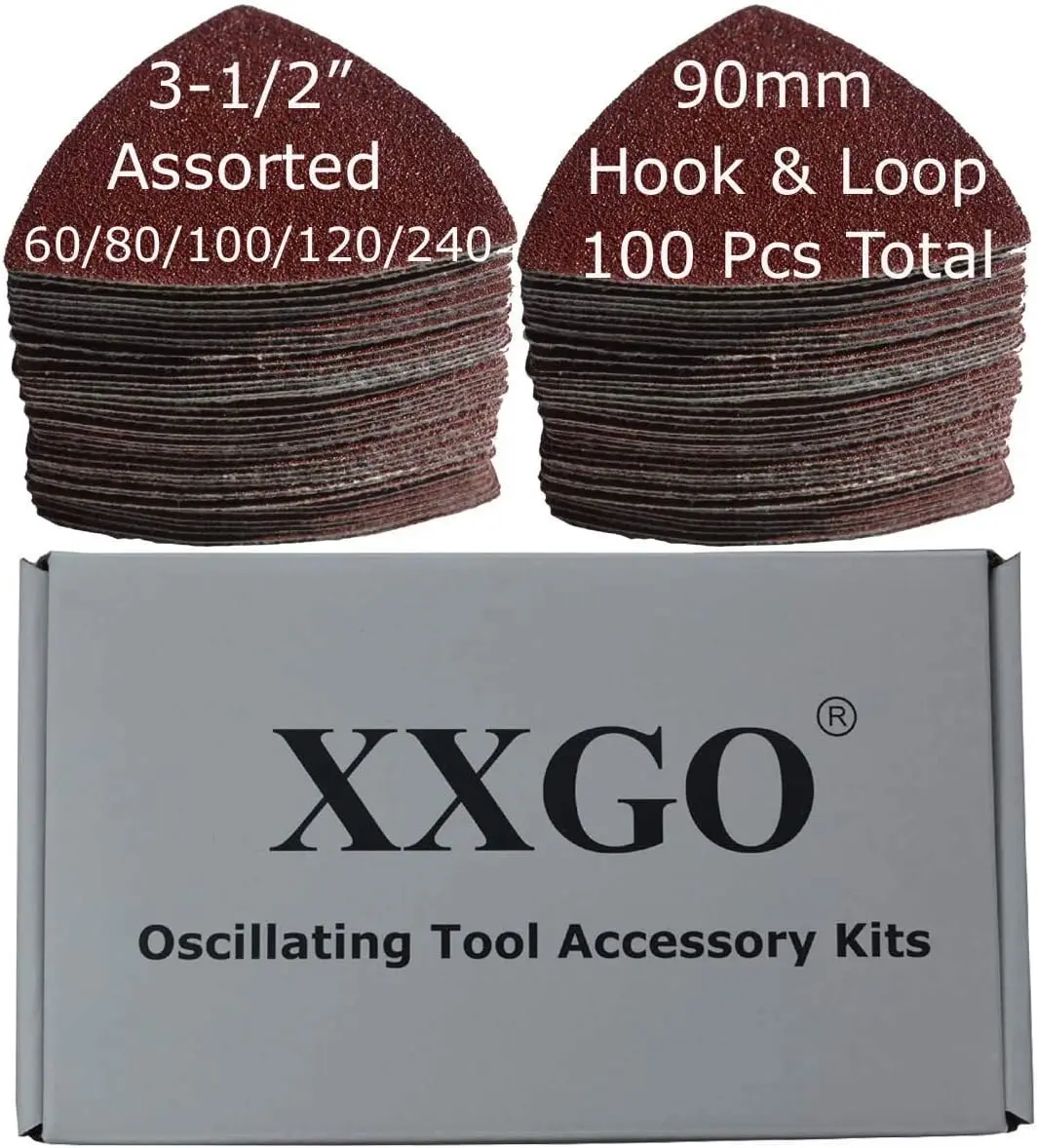 100 Pcs 3.5 Inch Triangular Sandpaper, 60-240 Grits, Hook & Loop for Wood Sanding, Fits Oscillating Multi Tool
100 Pcs 3.5 Inch Triangular Sandpaper, 60-240 Grits, Hook & Loop for Wood Sanding, Fits Oscillating Multi Tool