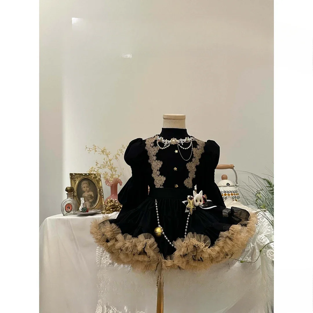 Spring Autumn Elegance Black Princess Clothing Top Shirt+Puffy Short Tutu skirt 2Pcs Girls Sets Childrents Kid Retro Party Cloth
Spring Autumn Elegance Black Princess Clothing Top Shirt+Puffy Short Tutu skirt 2Pcs Girls Sets Childrents Kid Retro Party Cloth