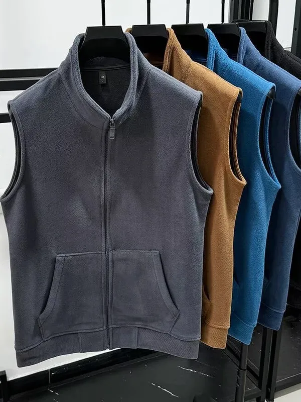 Thiened Fce Vest Zipper Pure Color Stand Collar Svel Men's Jaet Warm Autumn Winter Faion Casual Clothing
Thiened Fce Vest Zipper Pure Color Stand Collar Svel Men's Jaet Warm Autumn Winter Faion Casual Clothing