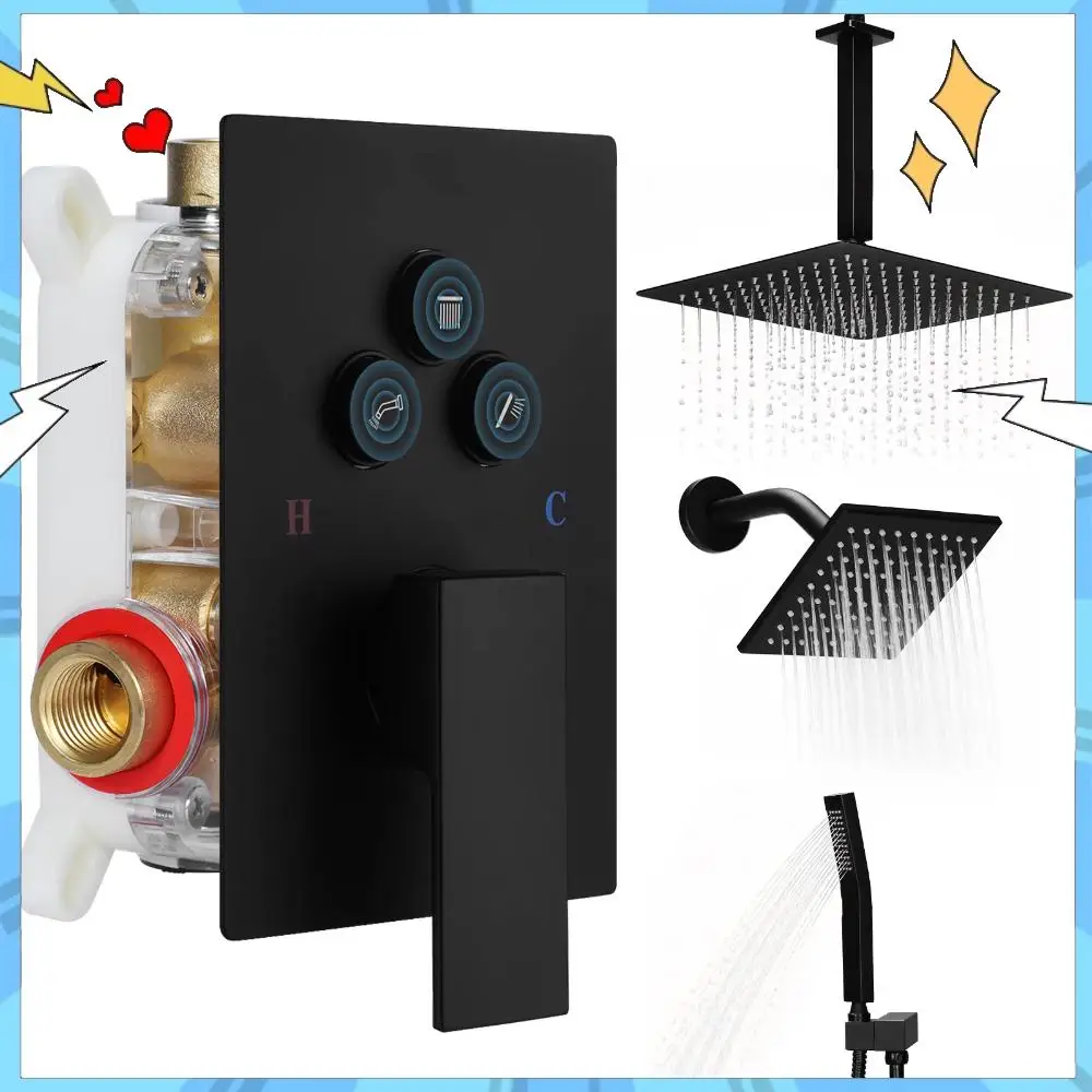 Luxury Rainfall Shower System 12in Ceiling Mount 6in Wall Mount Head Push Button Diverter 2 in 1 Handheld for Bathroom Hotel Use
Luxury Rainfall Shower System 12in Ceiling Mount 6in Wall Mount Head Push Button Diverter 2 in 1 Handheld for Bathroom Hotel Use