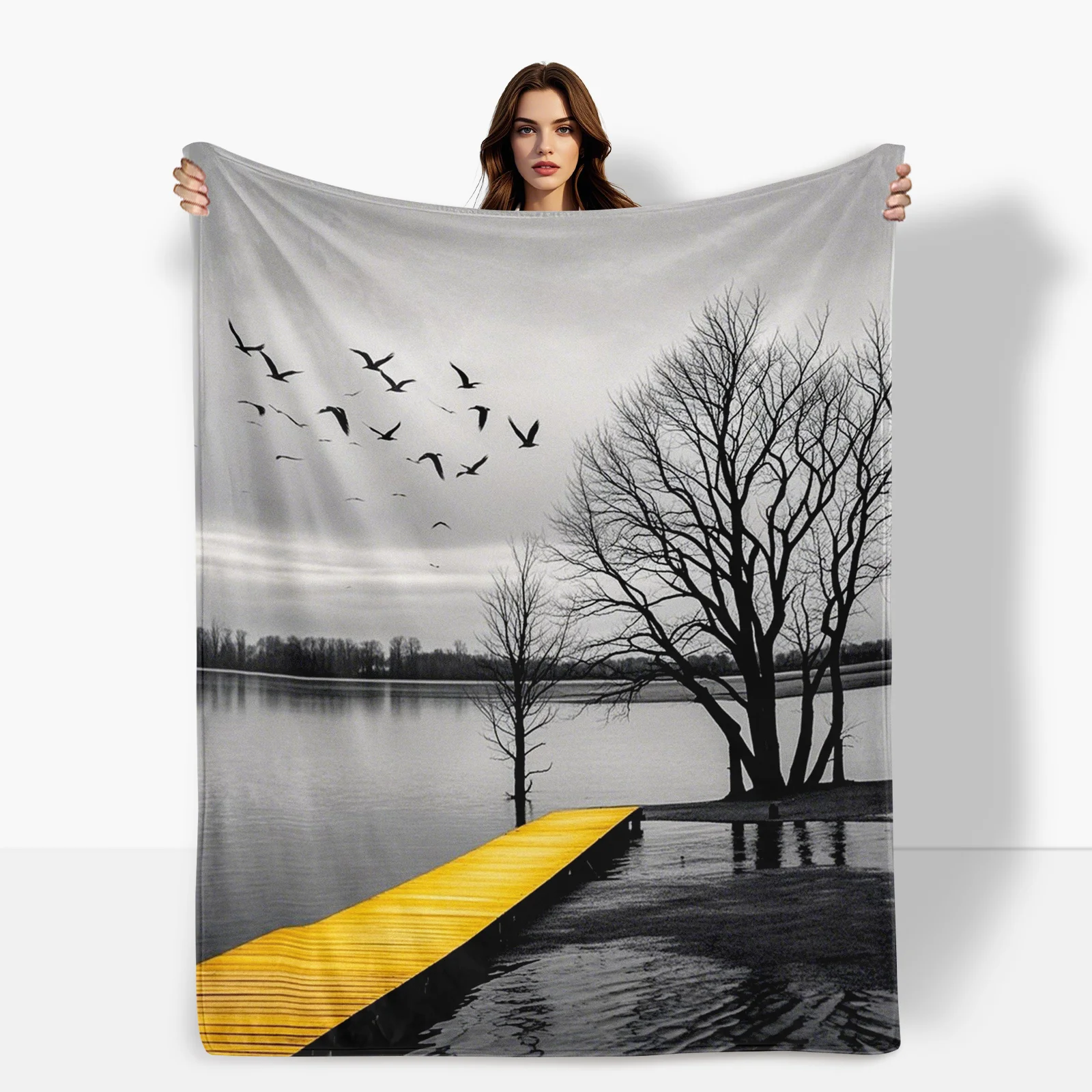 Tranquil Waterfront With Birds And Withered Trees Design Plush Blanket For Warmth And Nature Inspired Home Decor Ambiance
Tranquil Waterfront With Birds And Withered Trees Design Plush Blanket For Warmth And Nature Inspired Home Decor Ambiance