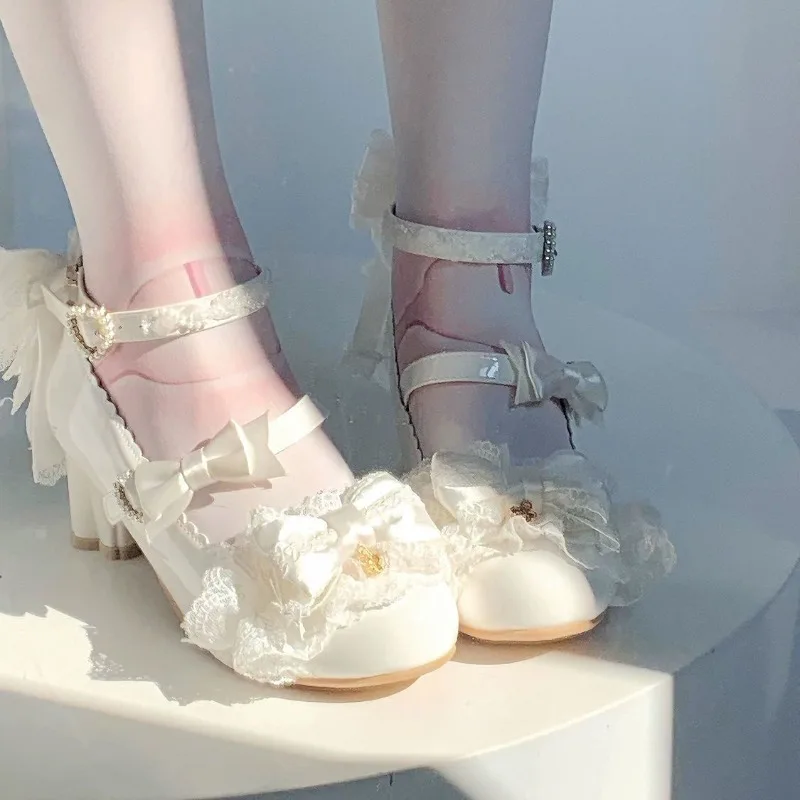 Women's Shoes Sweet Cute Bow Lace Edge Lolita Shoes Fashion Womens Mary Jane Shoes Thick Heeld Round Head Small Leather Footwear
Women's Shoes Sweet Cute Bow Lace Edge Lolita Shoes Fashion Womens Mary Jane Shoes Thick Heeld Round Head Small Leather Footwear
