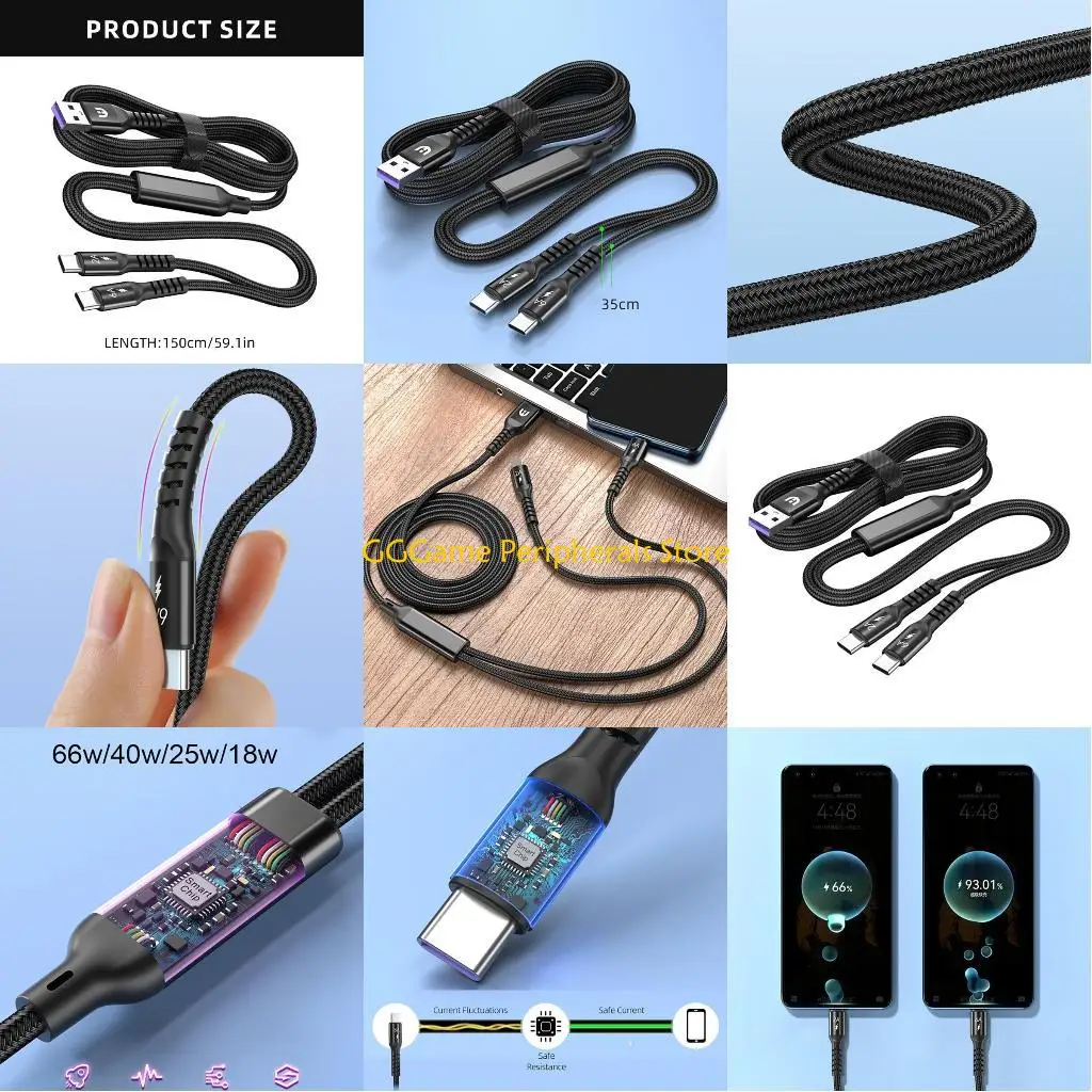 U55B Multi USB C Cable 2 in 1 Multiple Type C Charging Cable 6A Double Splitter USB C Nylon Cable USB A to Double USB C Port
U55B Multi USB C Cable 2 in 1 Multiple Type C Charging Cable 6A Double Splitter USB C Nylon Cable USB A to Double USB C Port