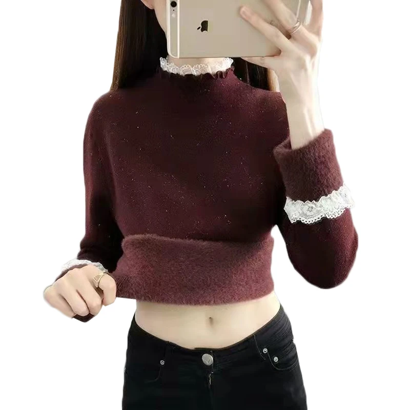 Women Sweaters Autumn Winter Korean Slim Pullover Women Basic Tops Lace Half Turtleneck Knit Sweater Warm Fleece Jumper Femme
Women Sweaters Autumn Winter Korean Slim Pullover Women Basic Tops Lace Half Turtleneck Knit Sweater Warm Fleece Jumper Femme