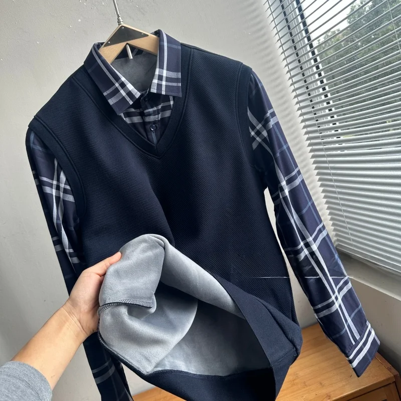H-Series Men's Thiened Fce Lined Knitted Sweater Casual Sle Fake Two-Piece Warmth Assurance for Autumn And Winter
H-Series Men's Thiened Fce Lined Knitted Sweater Casual Sle Fake Two-Piece Warmth Assurance for Autumn And Winter
