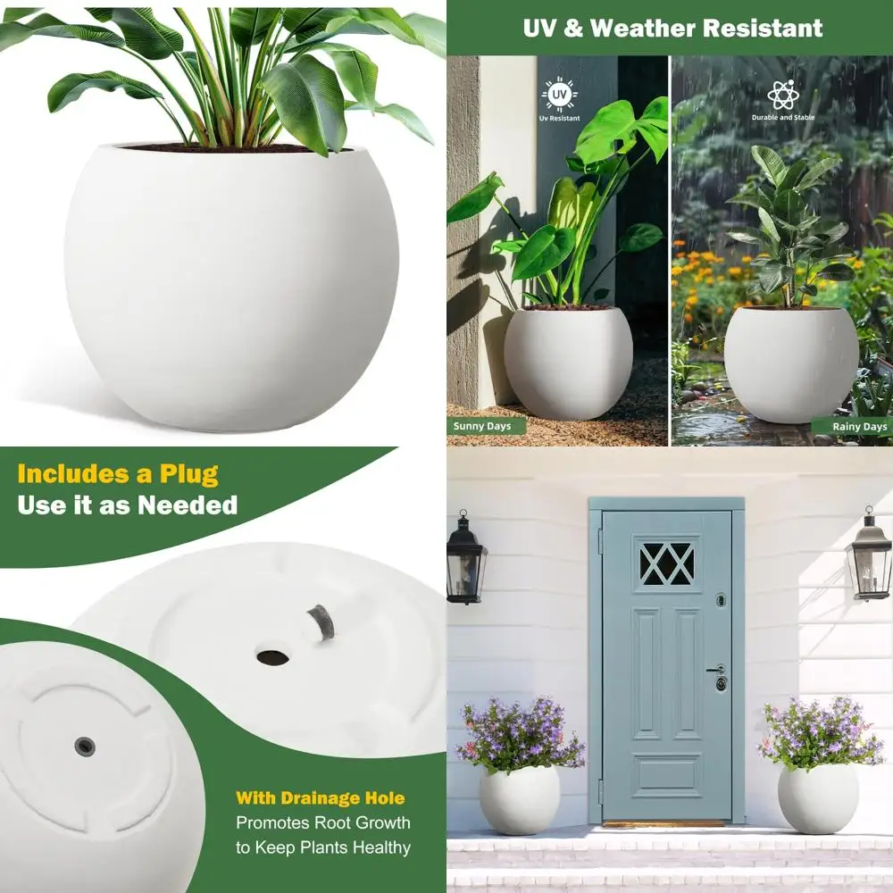 Large 17.7 Diameter Round Planter Pot with Drainage for Outdoor Indoor Garden Use, Rubber Plug Included
Large 17.7 Diameter Round Planter Pot with Drainage for Outdoor Indoor Garden Use, Rubber Plug Included