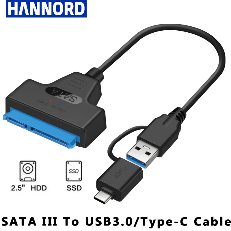 Hannord SATA to USB 3.0 Type-C 2 in 1 Adapter 6 Gbps For 2.5 Inch External SSD HDD Hard Drive Converter 22 Pin SATA III Cable
Hannord SATA to USB 3.0 Type-C 2 in 1 Adapter 6 Gbps For 2.5 Inch External SSD HDD Hard Drive Converter 22 Pin SATA III Cable