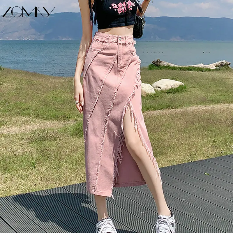 ZOMRY Casual Versatile Denim Skirt High Waist Wrap Hip Street Commuting Front Split Fashion Raw Edge Design A-line Denim Skirt
ZOMRY Casual Versatile Denim Skirt High Waist Wrap Hip Street Commuting Front Split Fashion Raw Edge Design A-line Denim Skirt