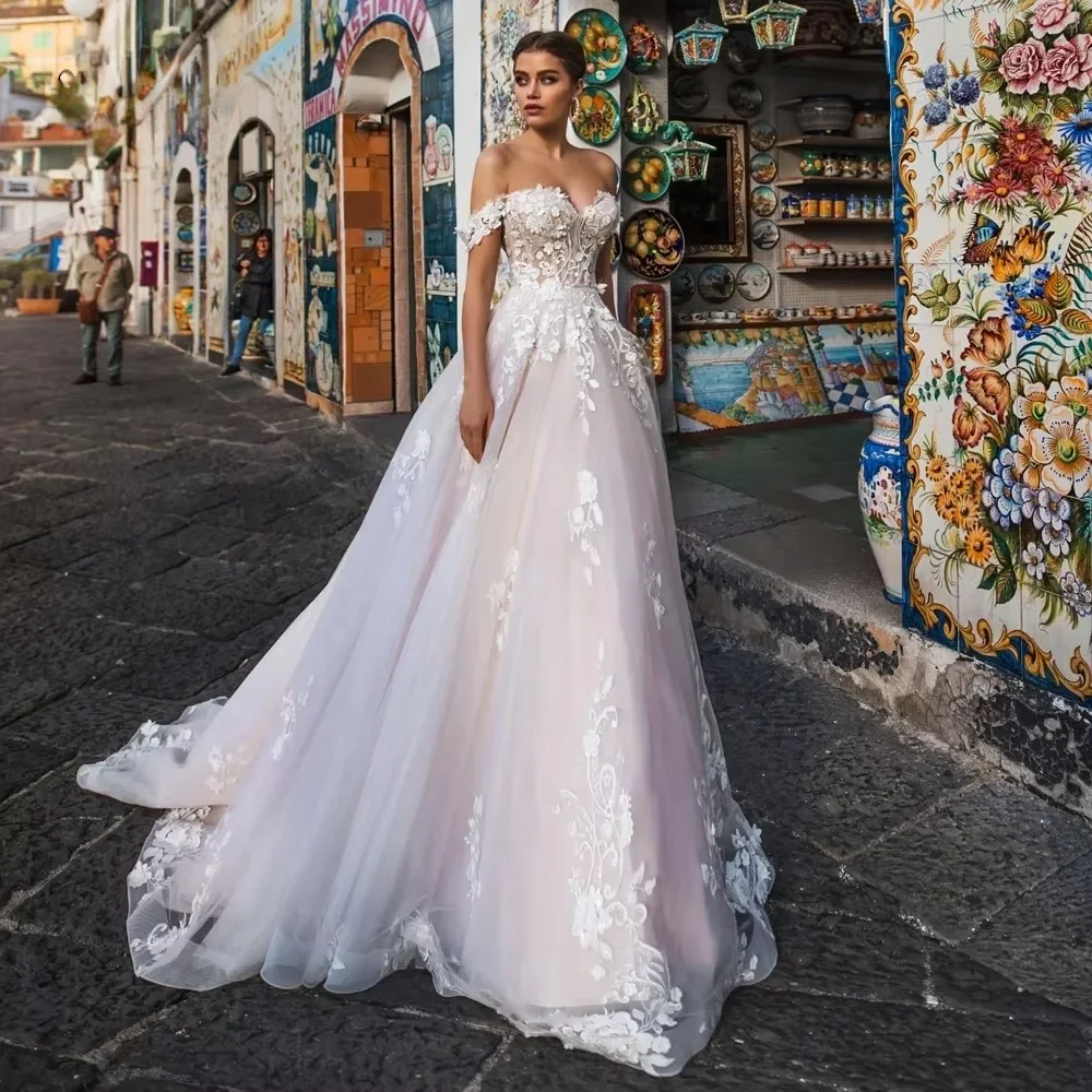 Flavinke Customized Boat Neck Lace Wedding Dresses 2025 Sexy Off the Shoulder Summer Dress vestido de noiva Vintage Bridal Gowns
Flavinke Customized Boat Neck Lace Wedding Dresses 2025 Sexy Off the Shoulder Summer Dress vestido de noiva Vintage Bridal Gowns