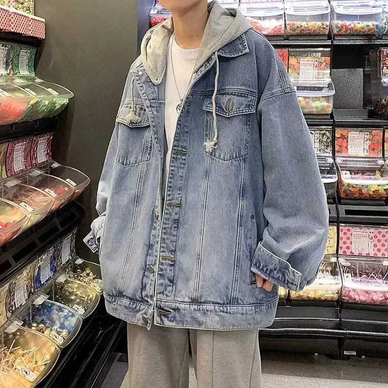 American Sle Hooded Large ket Denim Jaet Men's Haome Loose Street Sle Retro Jaet Coat for Teenagers
American Sle Hooded Large ket Denim Jaet Men's Haome Loose Street Sle Retro Jaet Coat for Teenagers