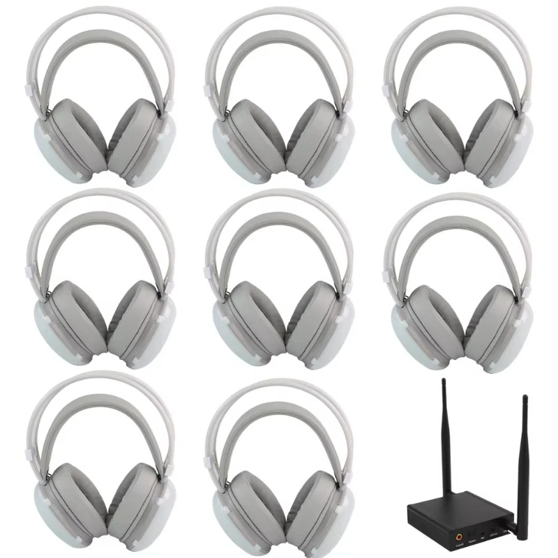 2.4GHz color-changing wireless Hifi party earphones, silent earphones, 1 portable transmitter with 8 receivers
2.4GHz color-changing wireless Hifi party earphones, silent earphones, 1 portable transmitter with 8 receivers