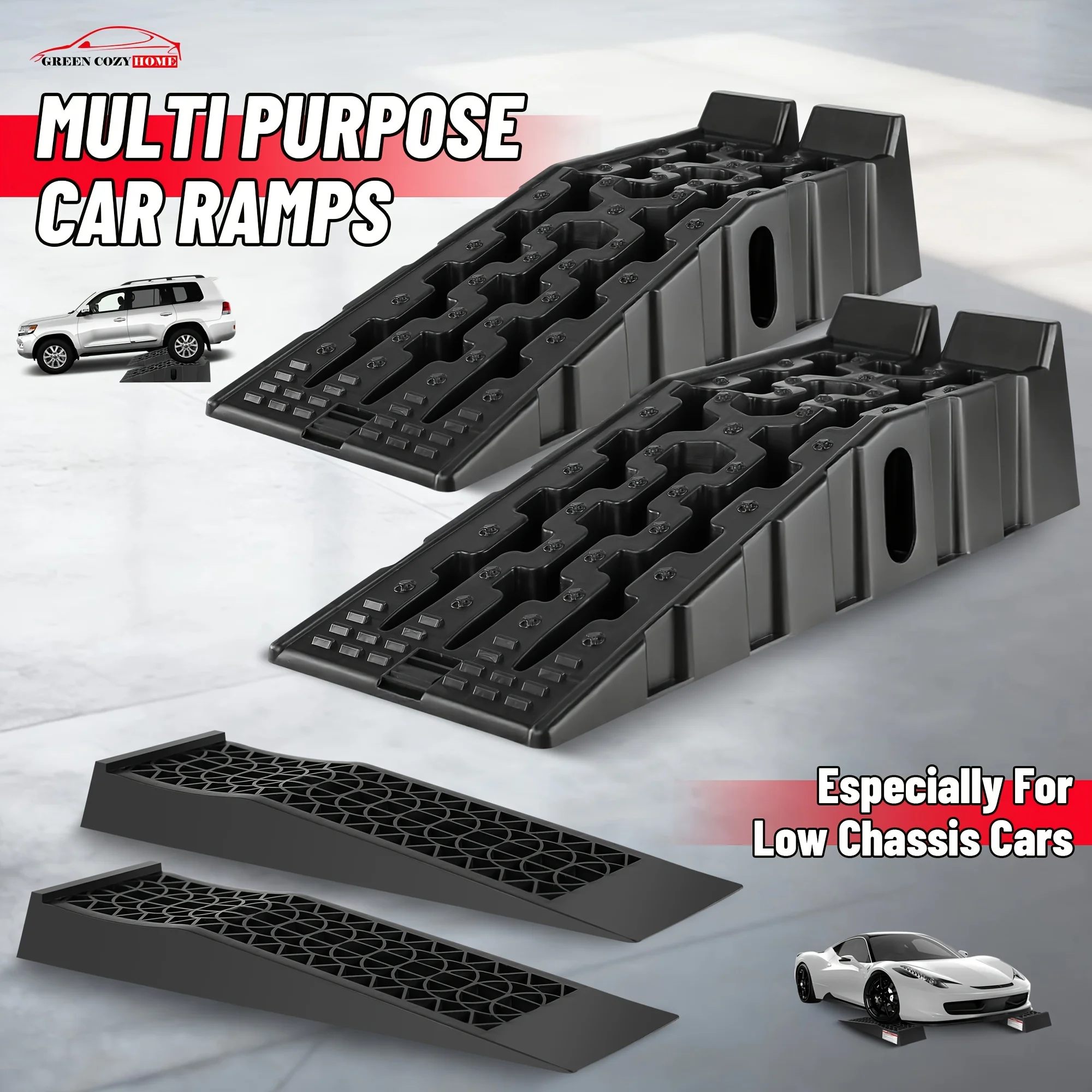 2pcs Heavy-Duty Car Ramp Slope Plate Portable Car Slope Road Anti-Slip Car Lifting And Oil Change Machine. 16, 000Lbs/10, 000Lbs GVW Capacity - Extra-Wide Design
2pcs Heavy-Duty Car Ramp Slope Plate Portable Car Slope Road Anti-Slip Car Lifting And Oil Change Machine. 16, 000Lbs/10, 000Lbs GVW Capacity - Extra-Wide Design