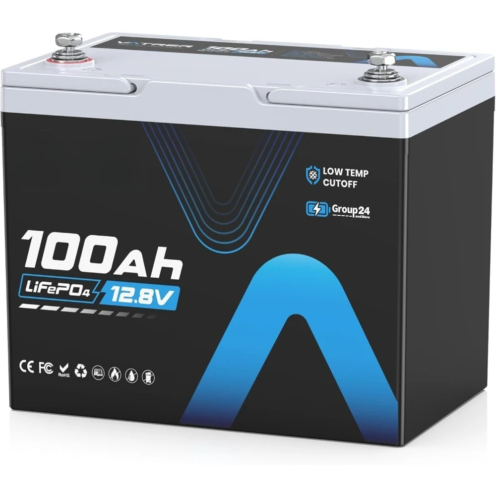 12.8V 100Ah Upgrade Group 24 Lithium LiFePO4 Battery, Built-in 100A BMS Rechargeable Battery, Low/High Temperature Cutoff Protec
12.8V 100Ah Upgrade Group 24 Lithium LiFePO4 Battery, Built-in 100A BMS Rechargeable Battery, Low/High Temperature Cutoff Protec