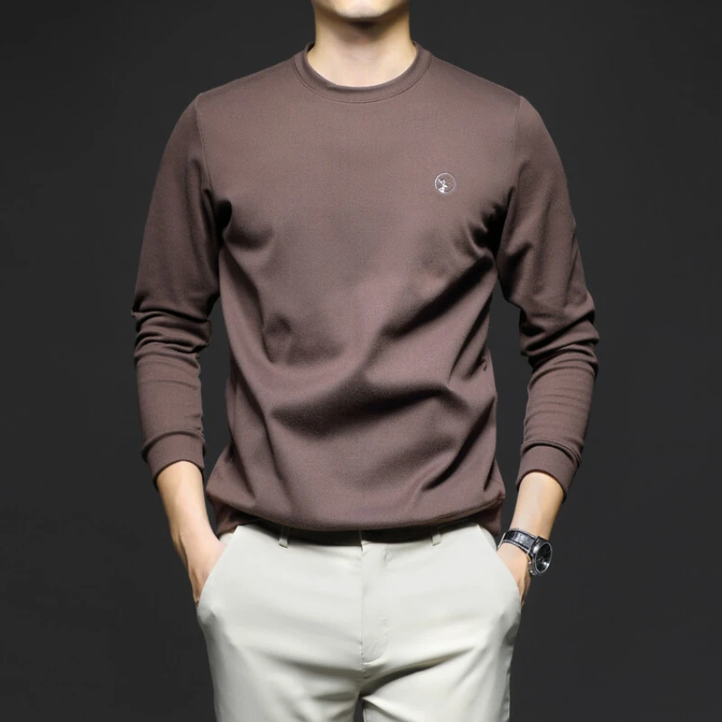 Solid color basic shirt with semi-turtleneck collar, everyday pure color and stretchable, high-quality embroidered T-shirt.
Solid color basic shirt with semi-turtleneck collar, everyday pure color and stretchable, high-quality embroidered T-shirt.
