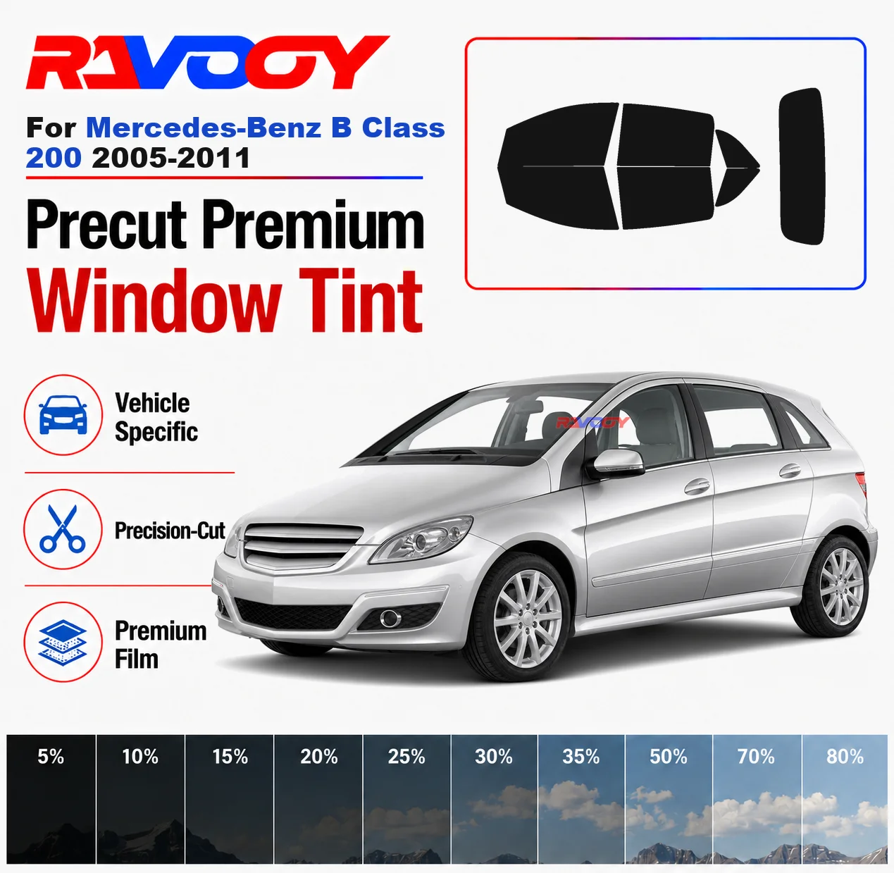 Premium Precut Window Tint Kit Front Rear Windows Rear Windshield For Mercedes-Benz B Class 200 2005-2011 Nano Ceramic Film
Premium Precut Window Tint Kit Front Rear Windows Rear Windshield For Mercedes-Benz B Class 200 2005-2011 Nano Ceramic Film