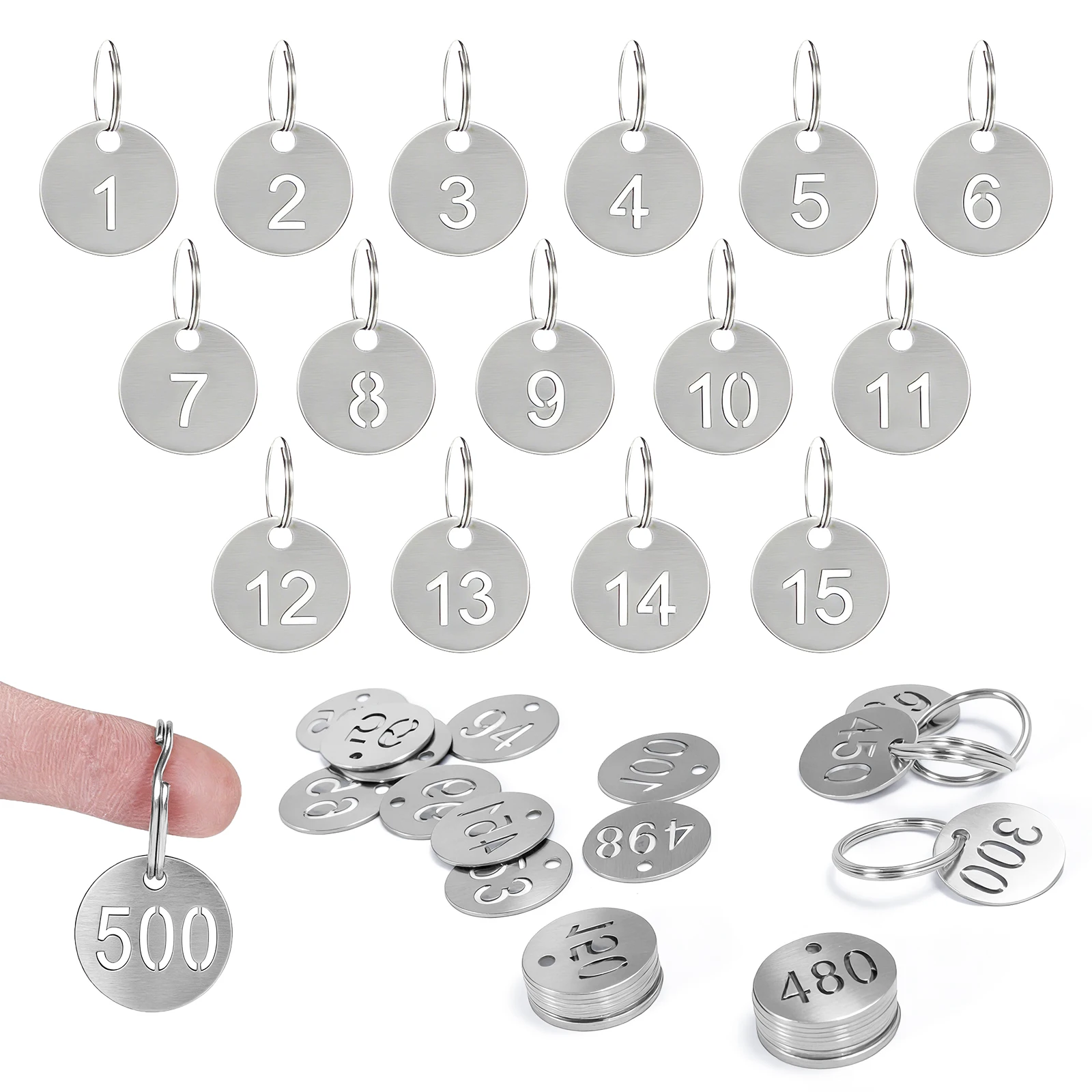 Stainless Steel Hollow Round Metal Key ID Plates with Rings Metal Round Number Labels for Luggage Supermarket Hotel Office Use
Stainless Steel Hollow Round Metal Key ID Plates with Rings Metal Round Number Labels for Luggage Supermarket Hotel Office Use
