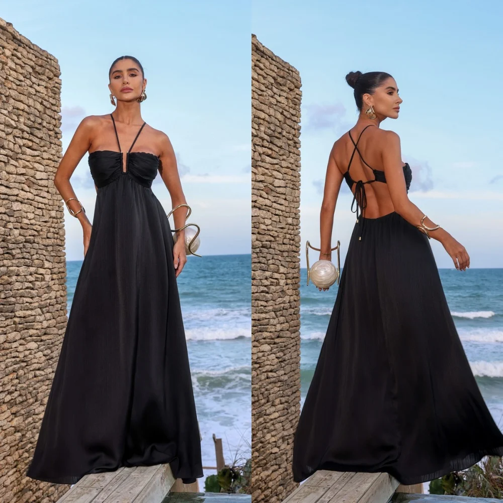 Customized Simple Black Jersey Evening Dress Elegant Halter Sleeveless Homecoming Dresses Exquisite Special Occasion Gowns
Customized Simple Black Jersey Evening Dress Elegant Halter Sleeveless Homecoming Dresses Exquisite Special Occasion Gowns