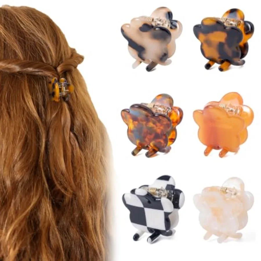 6Pcs 0.98 Inch Flower Small Claw Clips Cute Hair Clips for Women, Mini Hair Clips for Hair Styling, Tortoise Cellulose Acetate
6Pcs 0.98 Inch Flower Small Claw Clips Cute Hair Clips for Women, Mini Hair Clips for Hair Styling, Tortoise Cellulose Acetate