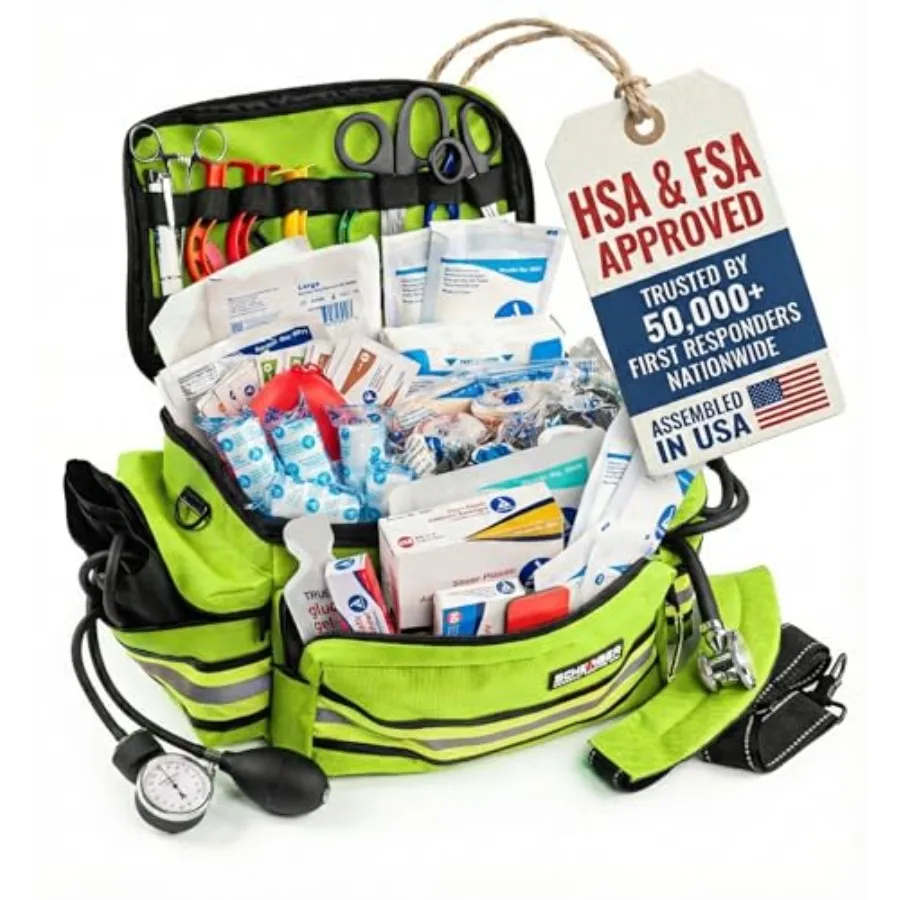 Scherber First Responder Fully-Stocked Professional Essentials EMT/EMS Trauma Kit HSA/FSA Approved Reflective Yellow Bag with 8
Scherber First Responder Fully-Stocked Professional Essentials EMT/EMS Trauma Kit HSA/FSA Approved Reflective Yellow Bag with 8
