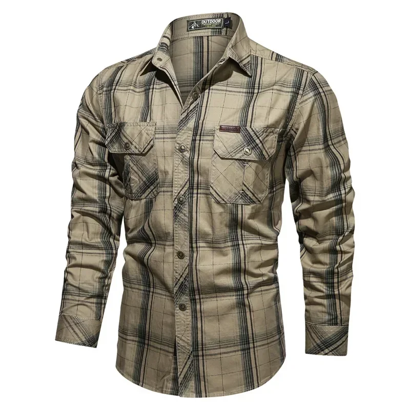 Men Plaid Casual Shirts Male Military Outdoor Loose Multi-pockets Tooling Shirts High Quality Man Large Long-sleeved Shirts 5XL
Men Plaid Casual Shirts Male Military Outdoor Loose Multi-pockets Tooling Shirts High Quality Man Large Long-sleeved Shirts 5XL