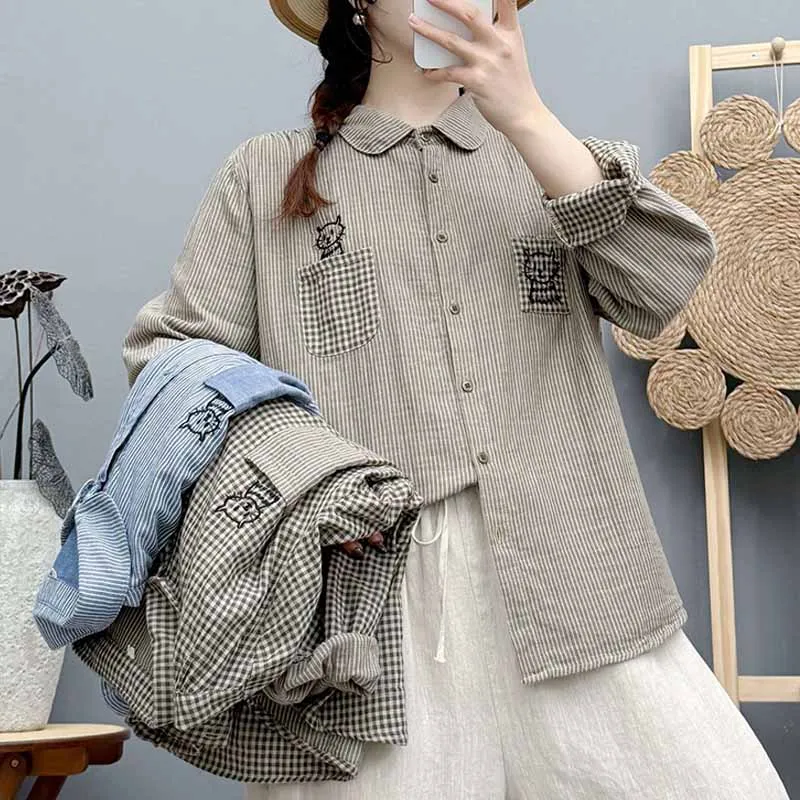 Autumn New Cotton Shirt for Women and Girl 100% Real Shots Korea Style Loose Plaid Striped Tops Long Sleeve Tops S186
Autumn New Cotton Shirt for Women and Girl 100% Real Shots Korea Style Loose Plaid Striped Tops Long Sleeve Tops S186
