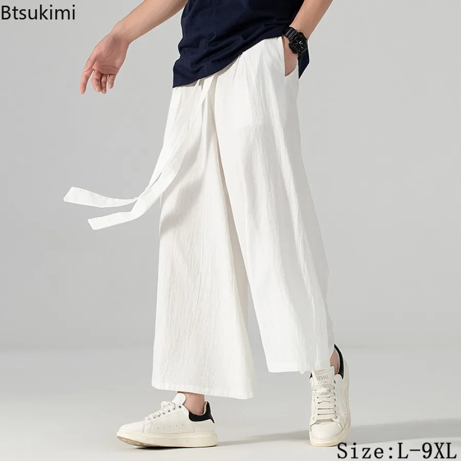 2025 Chinese Style Cotton Linen Pants Men's Japanese Kimono Casual Trousers Harajuku Streetwear Summer Retro Wide Leg Pants Male
2025 Chinese Style Cotton Linen Pants Men's Japanese Kimono Casual Trousers Harajuku Streetwear Summer Retro Wide Leg Pants Male