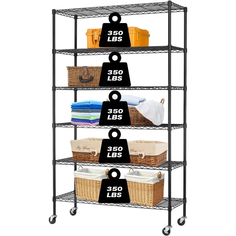 6-Tier Storage Shelf Heavy Duty Wire Shelving Unit 82"x48"x18" Height Adjustable Metal Steel Wire with Casters Restaurant Garage
6-Tier Storage Shelf Heavy Duty Wire Shelving Unit 82"x48"x18" Height Adjustable Metal Steel Wire with Casters Restaurant Garage