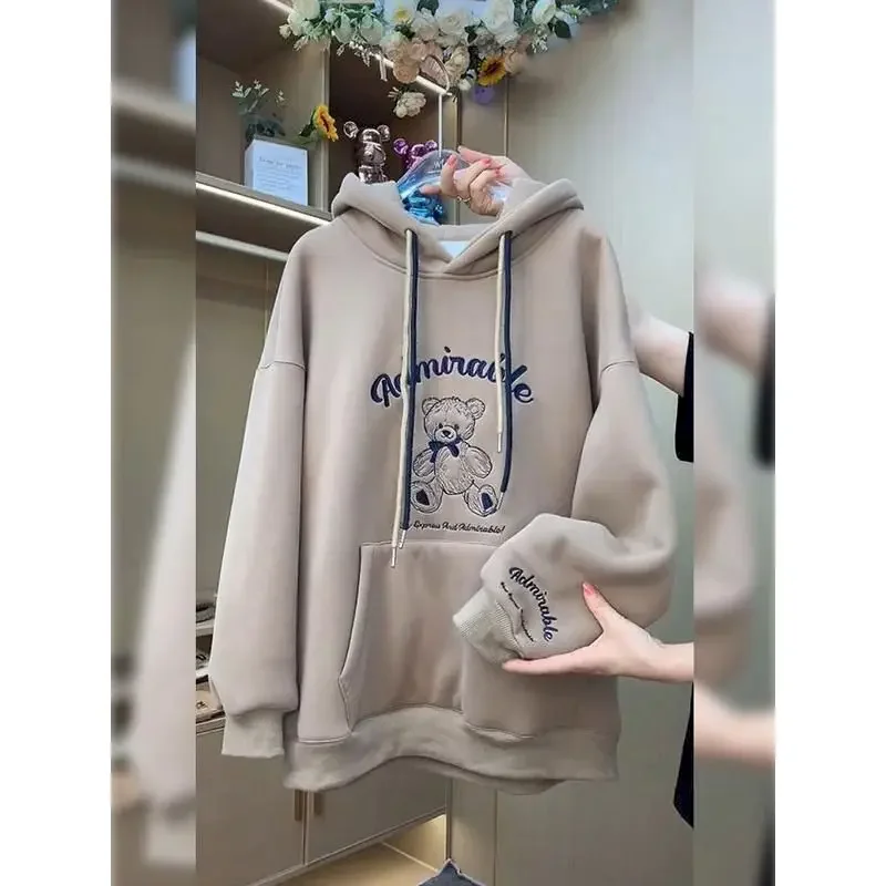 Oversized Hoodies Women Autumn Winter Trend Cute Bear Letter Print Hooded Coat Vintage High-quality Plus Fleece Thicken Hoodie
Oversized Hoodies Women Autumn Winter Trend Cute Bear Letter Print Hooded Coat Vintage High-quality Plus Fleece Thicken Hoodie