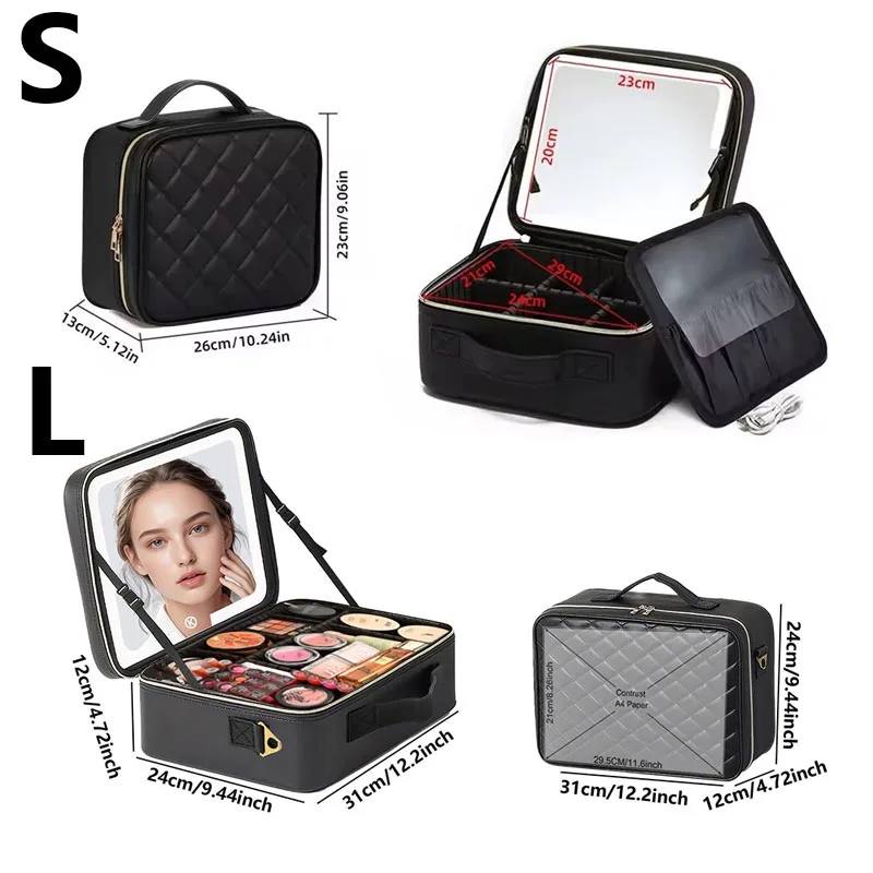Large Size Travel Makeup Bag With Mirror,Zoned Beauty Manicure Makeup Case,3 Light Color Modes LED-Lit Makeup Mirrortoiletry bag
Large Size Travel Makeup Bag With Mirror,Zoned Beauty Manicure Makeup Case,3 Light Color Modes LED-Lit Makeup Mirrortoiletry bag